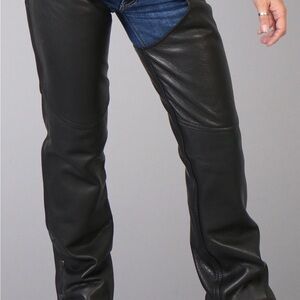 HOT LEATHERS CHL5001 LADIES BLACK USA MADE MOTORCYCLE BIKER LEATHER CHAPS